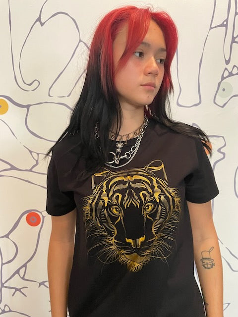 Women's Black & Gold Tiger Tee