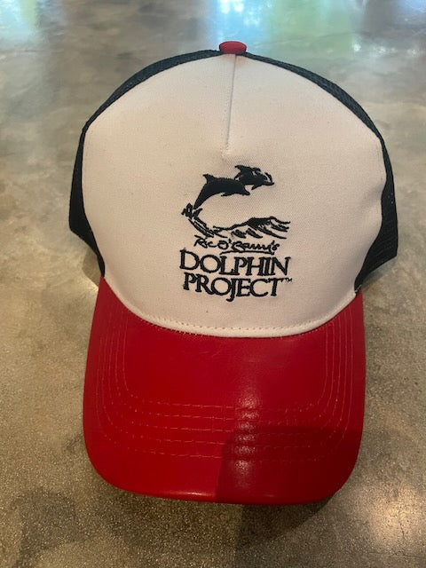 Dolphin Project Trucker Hat in red white and black