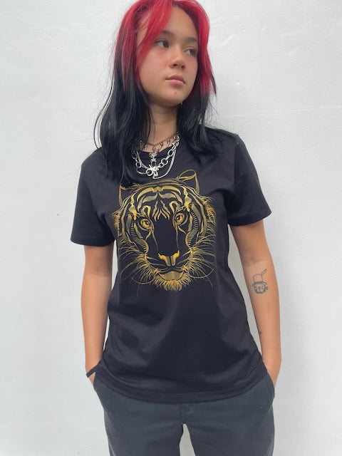 Women's Black & Gold Tiger Tee
