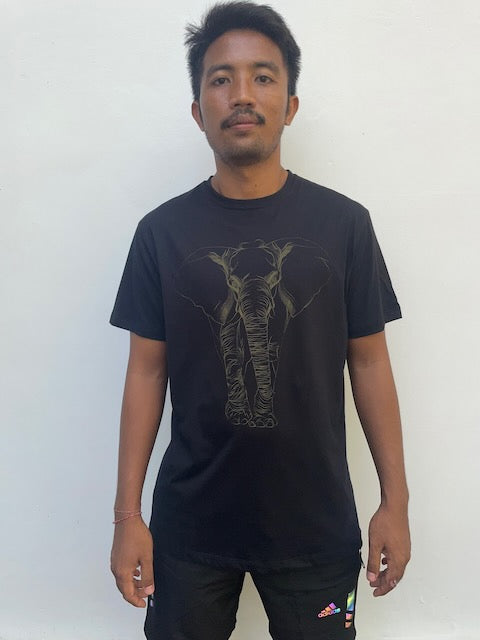 Men's Black & Gold Elephant Tee
