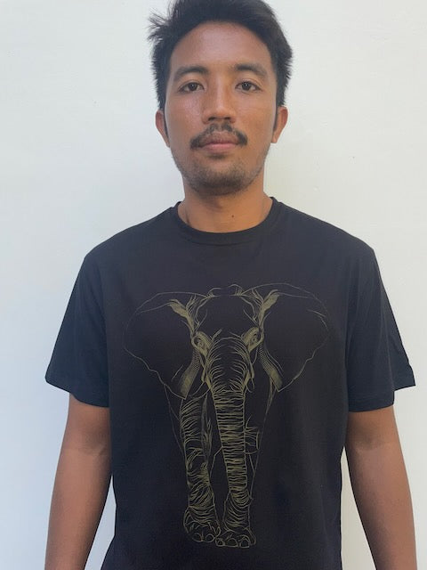 Men's Black & Gold Elephant Tee