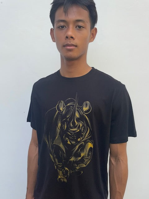 Men's Black & Gold Rhino Tee
