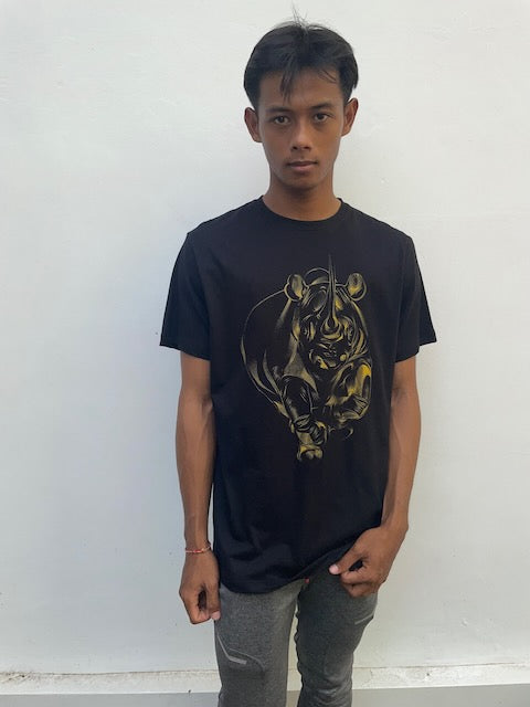 Men's Black & Gold Rhino Tee