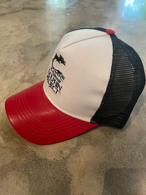 Dolphin Project Trucker Hat in red white and black